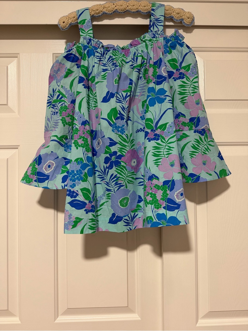 Westbound Light Blue Floral Off-Shoulder Blouse